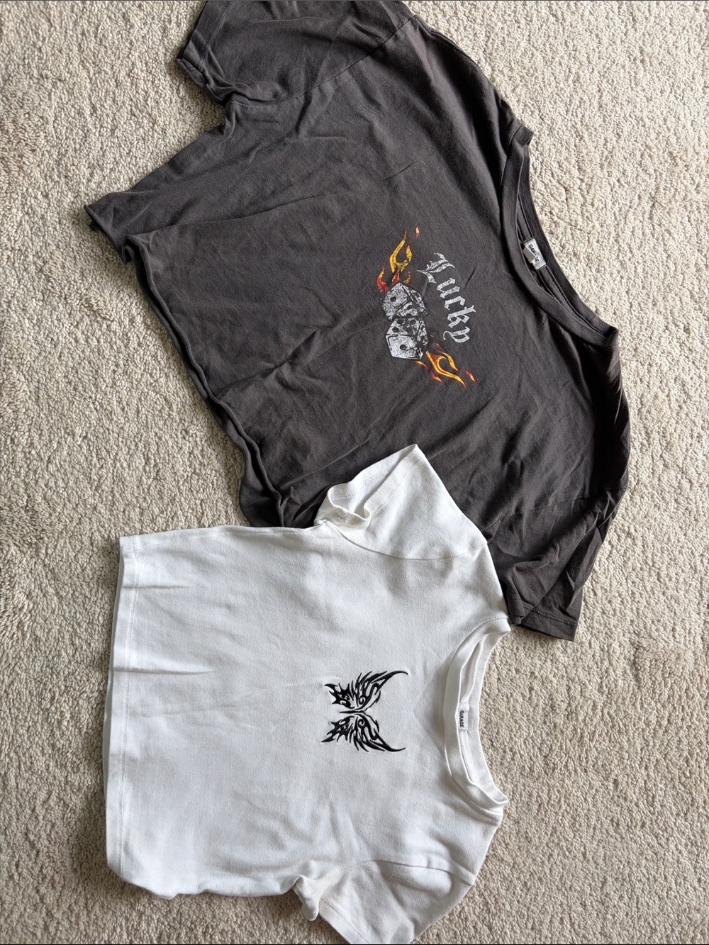 Women Garage - bundle of 2 - Graphic Tee Set - Gray and White Casual Tops